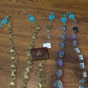 Lot of 5 NEW American Bison chain belts with wallet